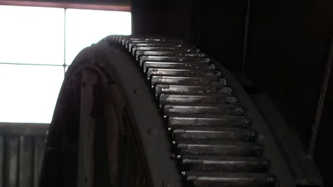 Gear mechanism while working in a large factory. Stock Footage 144573969