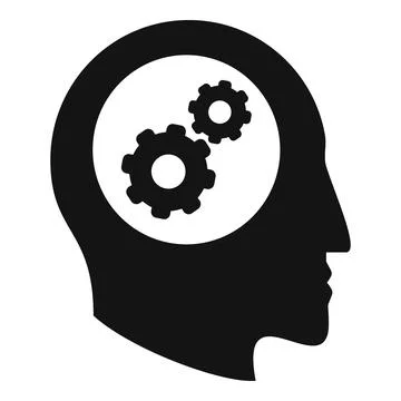 Gear memory change icon simple vector. Mind intellect Stock Illustration