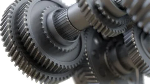 Gear metal wheels close-up. 3D ollustration Stock Illustration