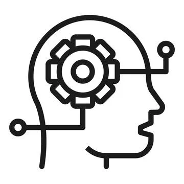 Gear mind icon outline vector. Human brain Stock Illustration