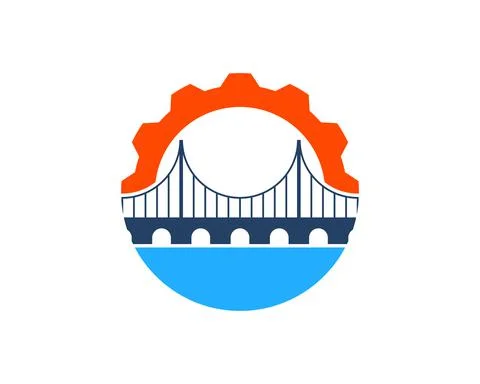 Gear with modern bridge inside Stock Illustration