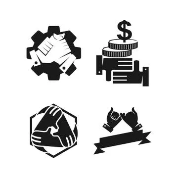 Gear money ribbon Commitment Teamwork Together Black Logo 스톡 일러스트