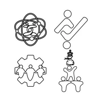 Gear money technology Commitment Teamwork Together Outline Logo 스톡 일러스트