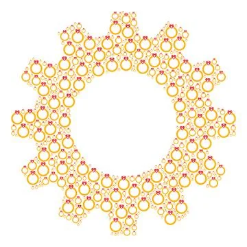 Gear Mosaic of Ruby Ring Icons Stock Illustration
