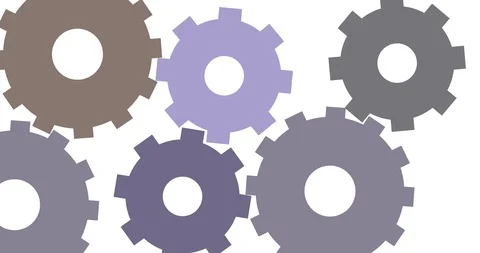 The gear is moving synchronously on a white background. Video stock 124360155