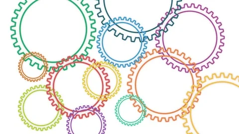 Gear multi colors rotating on the white background. Loop. 3D illustration Stock Footage 82912491