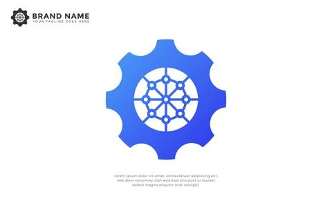Gear network pattern logo Stock Illustration
