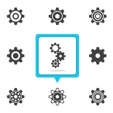 Gear one size silhouettes Stock Illustration