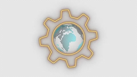 Gear or cogwheel with digital digital world inside. Stock Footage 274875464