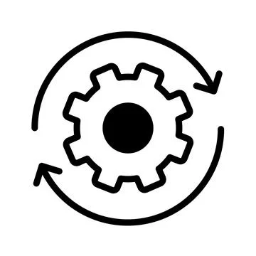 Gear or cogwheel, workflow, circular arrow icon Stock Illustration