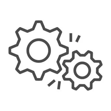 Gear Outline Icon Vector flat design style. Stock Illustration