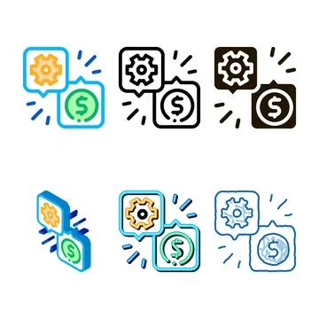 Gear pack dollar quote icon vector outline Illustrazione stock
