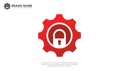 Gear padlock logo Stock Illustration