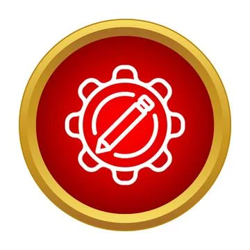Gear with pencil symbol representing content editing Stock Illustration