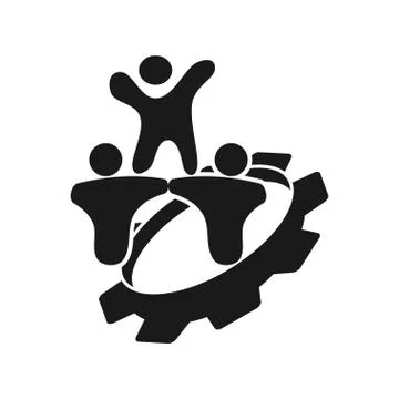 Gear people Commitment Teamwork Together Black Logo Stock Illustration
