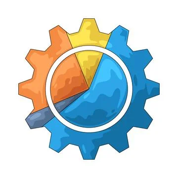 Gear with Pie Chart illustration 스톡 일러스트