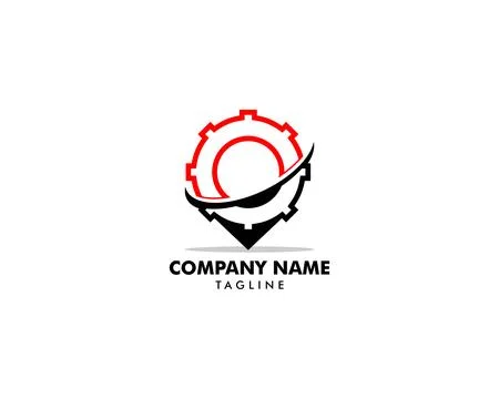 Gear pin location logo template Stock Illustration