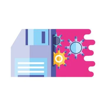 Gear pinions machine with floppy disk イラスト素材