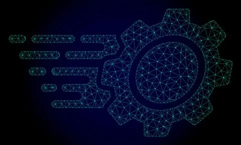 Gear Polygonal Frame Vector Mesh with Fast Motion Effect Stock Illustration