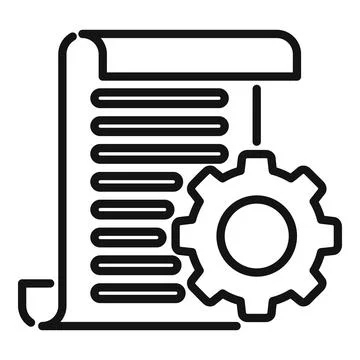 Gear project icon outline vector. Book data Illustrazione stock
