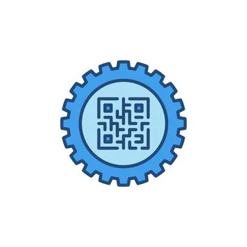 Gear with QR Code inside vector concept colored icon Stock Illustration