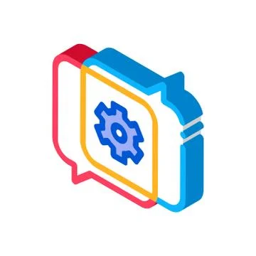 Gear In Quotation Frame Agile Element isometric icon Stock Illustration