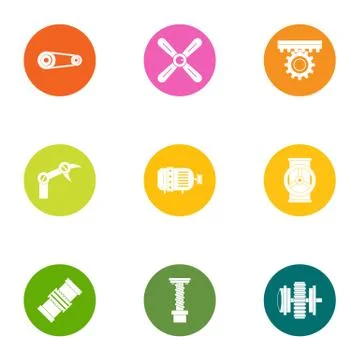 Gear ratio icons set, flat style 스톡 일러스트