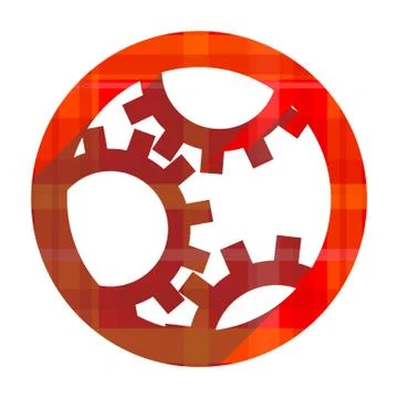 Gear red flat icon isolated. 库存插图