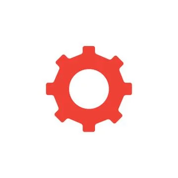 Gear Red Icon On White Background. Red Flat Style Vector Illustration. Stock Illustration