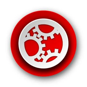 Gear red modern web icon on white background. Stock Illustration