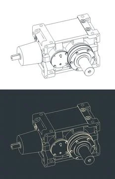 Gear reducer motor drawings Stock Illustration