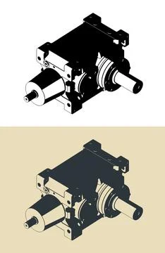 Gear reducer motor illustrations Illustrazione stock