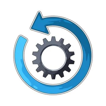 Gear with Refresh Symbol illustration 스톡 일러스트