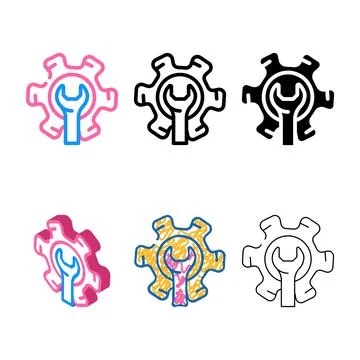 Gear repair process types color icon vector Stock Illustration