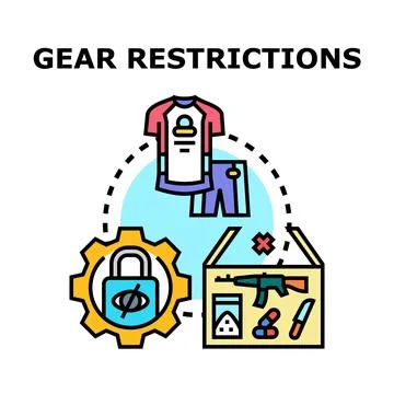 Gear restrictions controlling access to prohibited items Stock Illustration