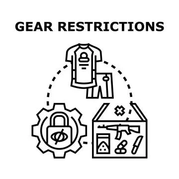 Gear restrictions controlling access to prohibited items Stock Illustration