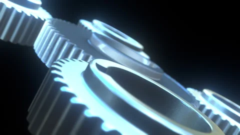 Gear rotating extreme close up animation 4k background with matte Stock Footage 256696726