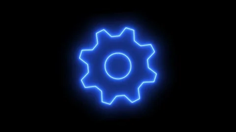 Gear rotating loop neon sign black background Stock Footage 310344138