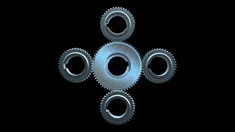 Gear rotating still camera animation 4k background with matte Video stock 256696458