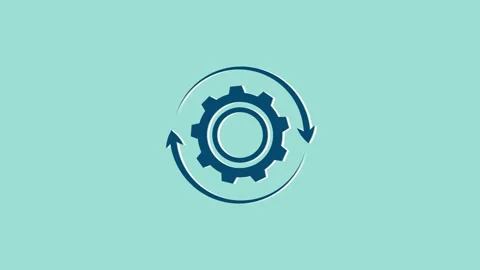 Gear rotation animation with two surrounding arrows turning clockwise and c.. 库存影片 332722691