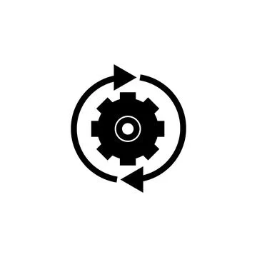 Gear Rotation Direction Flat Vector Icon Stock Illustration