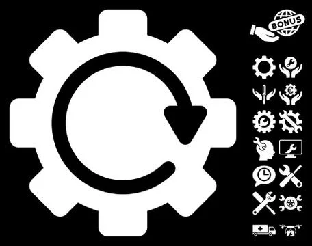 Gear Rotation Direction Vector Icon With Tools Bonus Stock Illustration
