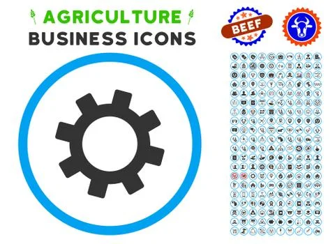 Gear Rounded Icon with Set 스톡 일러스트