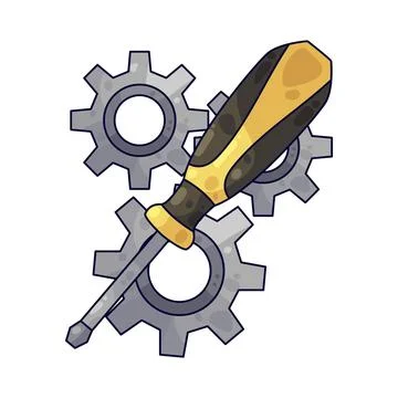 Gear with Screwdriver illustration 스톡 일러스트