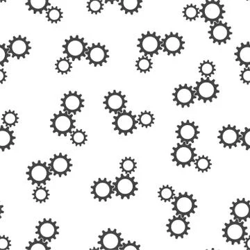 Gear seamless pattern background icon. Flat vector illustration. Cogwheel bus Stock Illustration