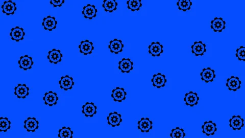 Gear seamless pattern over solid blue background Stock Footage 318564003