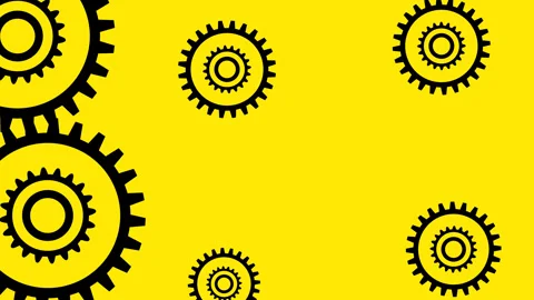 Gear seamless pattern on yellow background Stock Footage 318563983