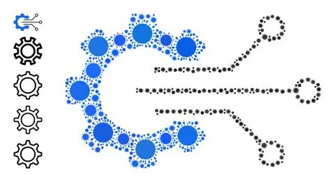 Gear Sensor Icon - Viral Collage and Additional Icons Illustrazione stock