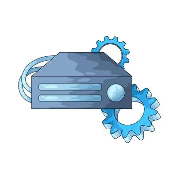 Gear with Server illustration 스톡 일러스트