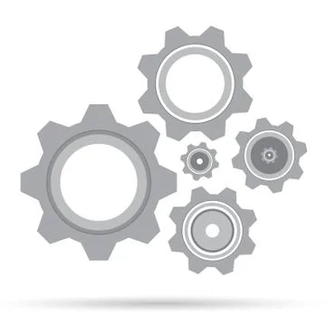 Gear set design on white background. Grey gear. Stock Illustration